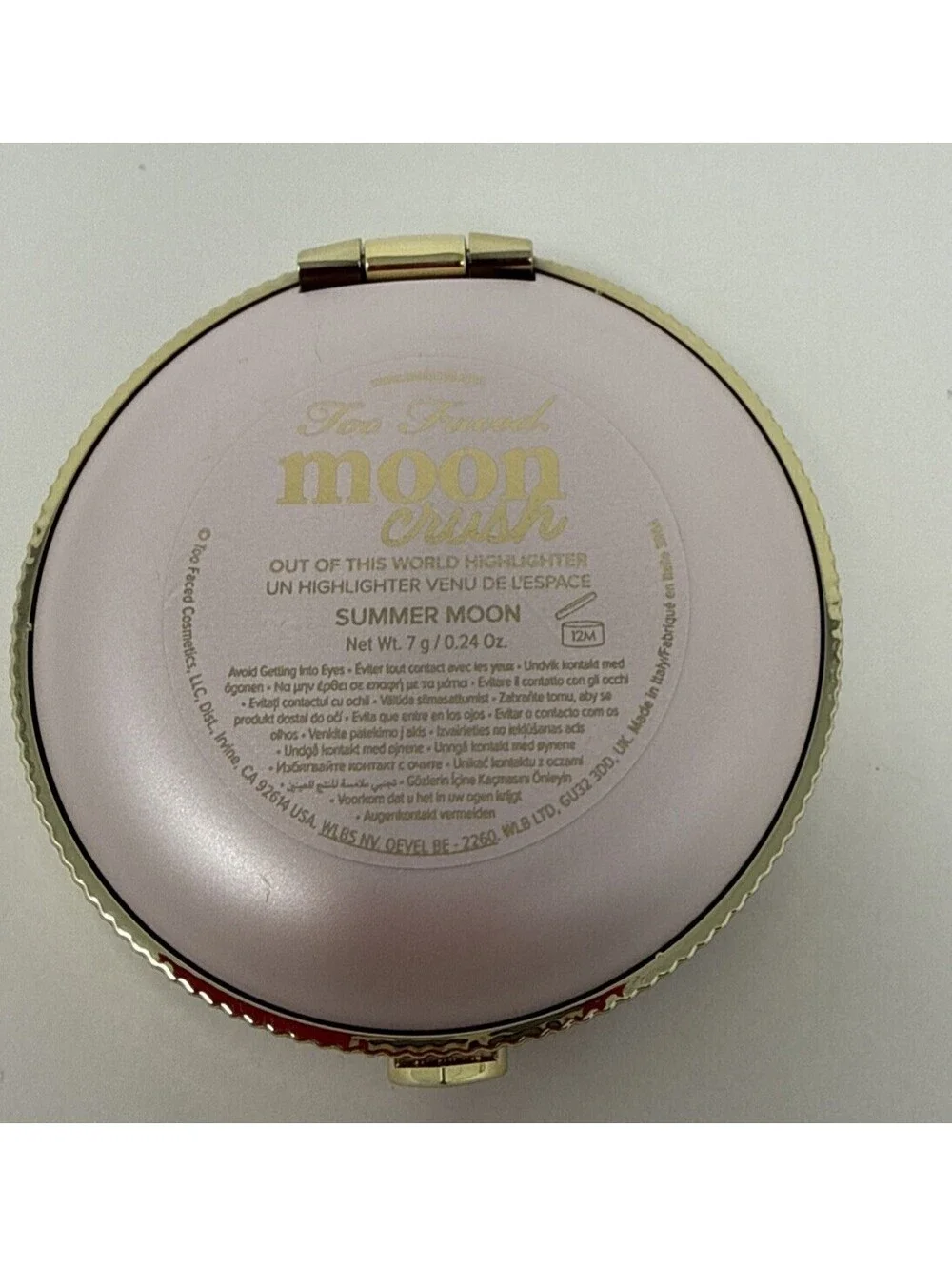 TOO FACED MOON CRUSH~OUT OF THIS WORLD HIGHLIGHTER~SUMMER MOON 7g./.24 Oz. RN3